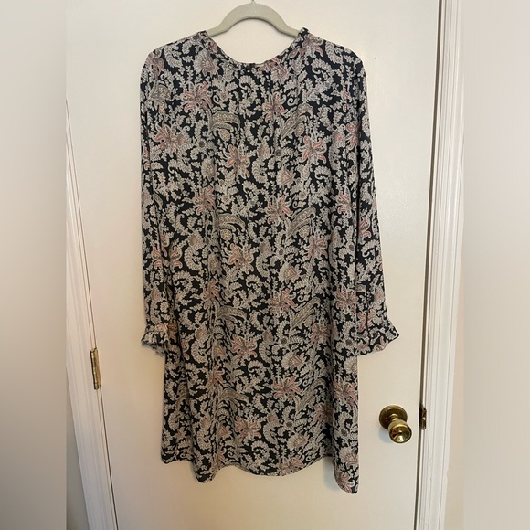 The Loft Floral Dk Gray and Pink Women's Longsleeve Dress in PXL - Picture 2 of 6